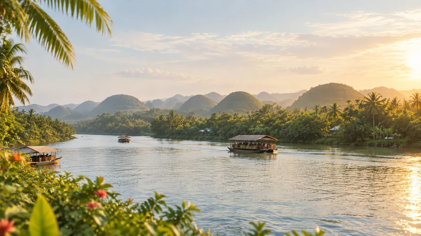 A peaceful river landscape in Bohol, Philippines